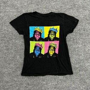 B.I.G. T-Shirt Womens Size S Black Pop Art Notorious BIG Graphic Hip Hop Tee